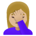 woman facepalming, medium-light skin tone